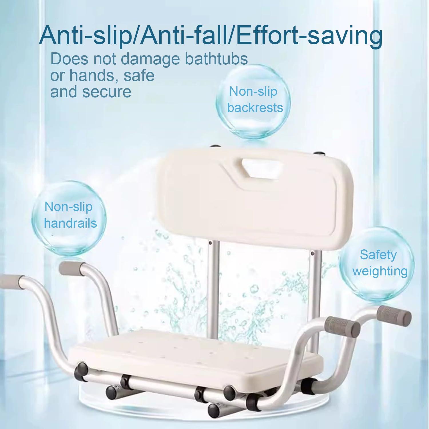 Sedile Per Vasca Da Bagno Con Schienale,Per Anziani,Allungabile,Sehr Stabil Bis 150 Kg,Dispositivo Di Assistenza Per Il Bagno Adatto Ad Anziani, Disabili e Donne In Gravidanza,58-80cm