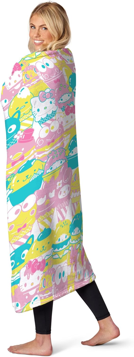 Northwest Hello Kitty Silk Touch Throw Blanket, 50" x 60", Friends Snacks