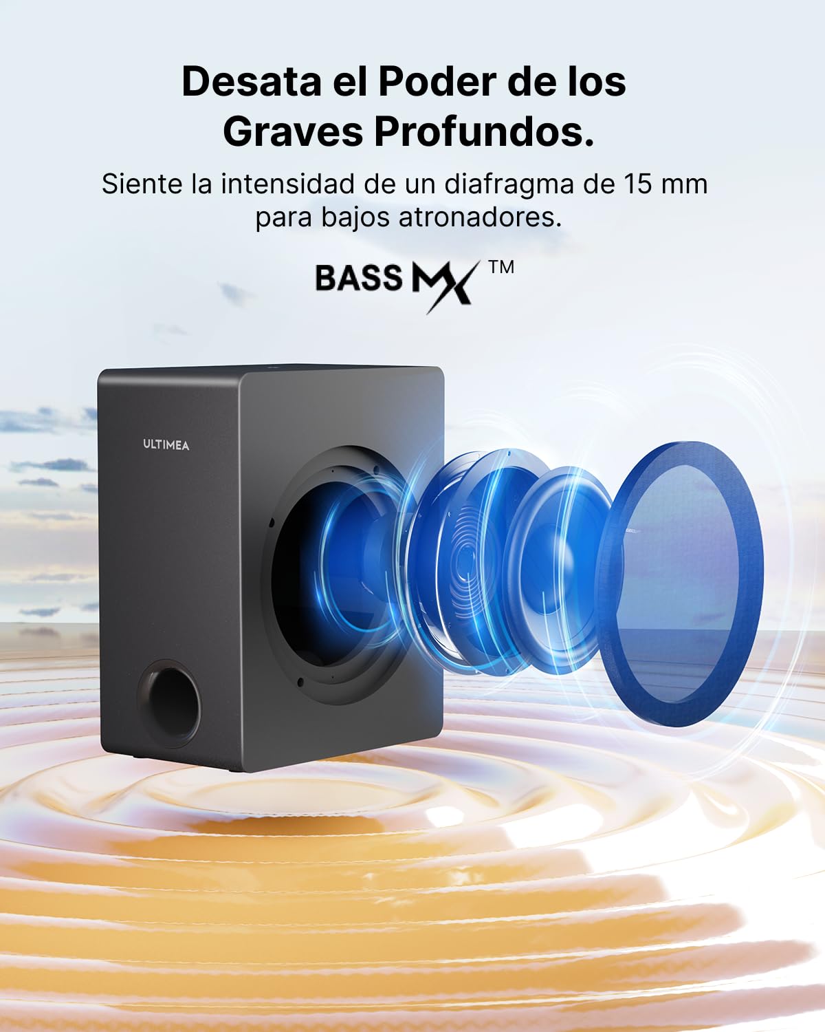 ULTIMEA 4.1ch Barra de Sonido TV Dolby Atmos, 2 en 1 Soundbar Bluetooth 5.3 con Subwoofer, Potencia 280W, 3 Modos EQ Barras de Sonido para TV, Aumento Graves, HDMI in/eARC, Serie Apollo S60