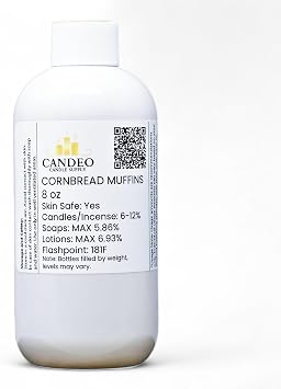 Cornbread Muffins Fragrance Oil 8oz Bottle | Candle Making, Soap Making, Room Sprays, Bath Bombs, Lotion, Car Fresheners, Wax Melts | Candeo Candle Supply | Phthalate Free & Prop 65 Compliant