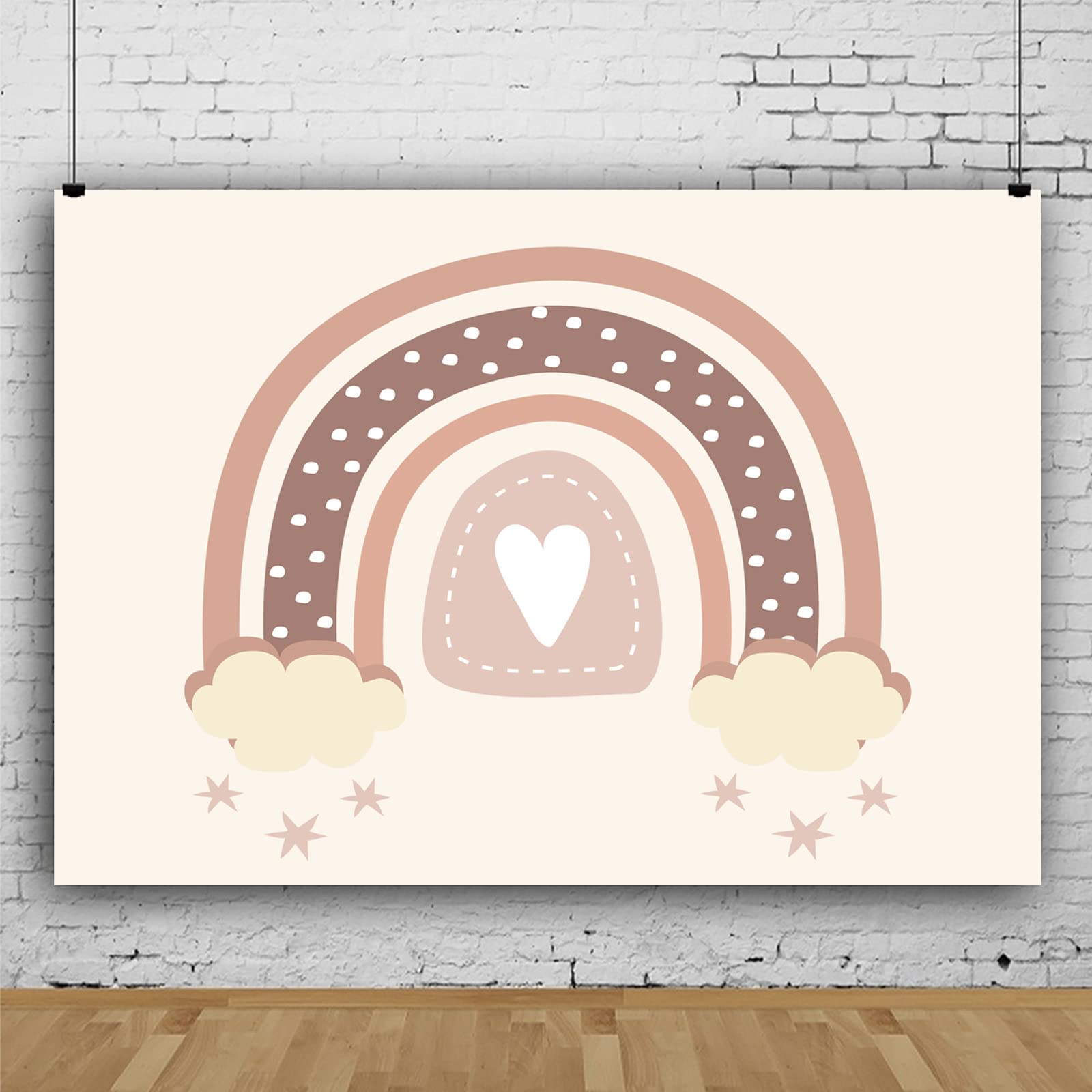 Fondo De Vinilo Arcoíris Con Estrellas Y Nubes Para Fiestas De Cumpleaños Y Baby Shower (1.5 X 1 M)