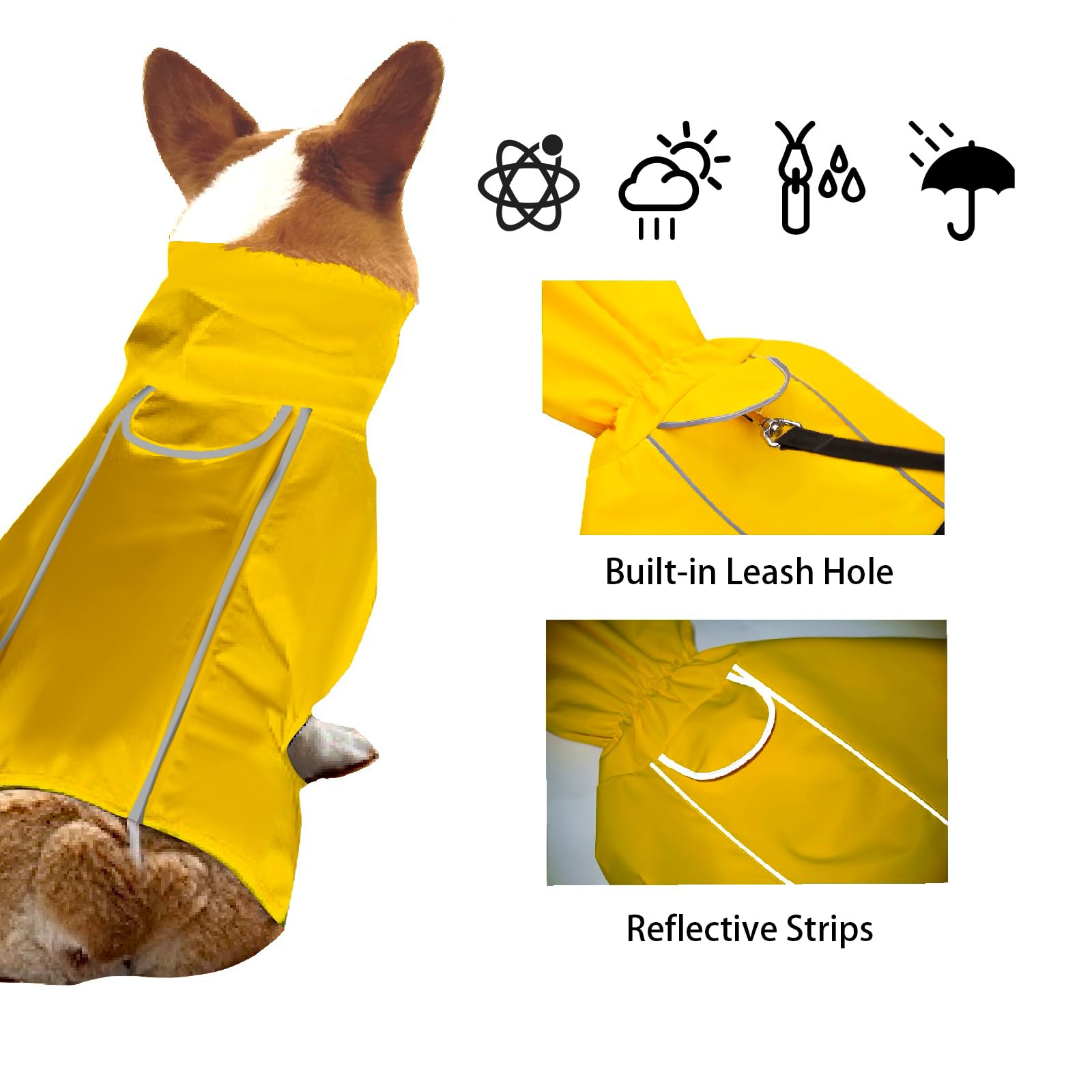 ZMIDANT Dog Raincoat for Small Medium Large Dogs, Adjustable Dog Rain Jacket with Clear Hooded Double Layer,Waterproof Windproof Rain Jacket,Poncho Rain Coat