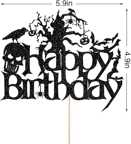 Miniatura 2 de Decoración para pastel de cumpleaños de Halloween, cuervo de cráneo, murciélago, calabaza, araña, espeluznante, decoración de fiesta de cumpleaños