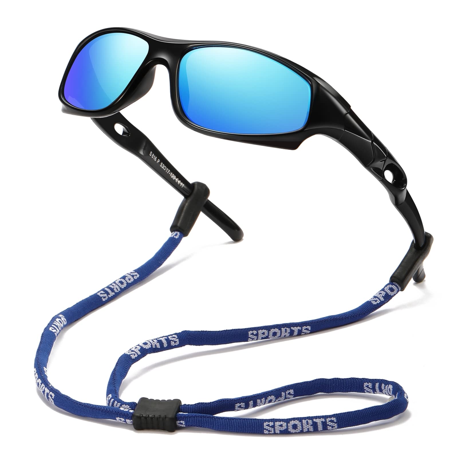 DYLB Paquete de 3 lentes de sol polarizados flexibles para niños y niñas con correa, lentes de sol deportivos para niños de 3 a 10 años