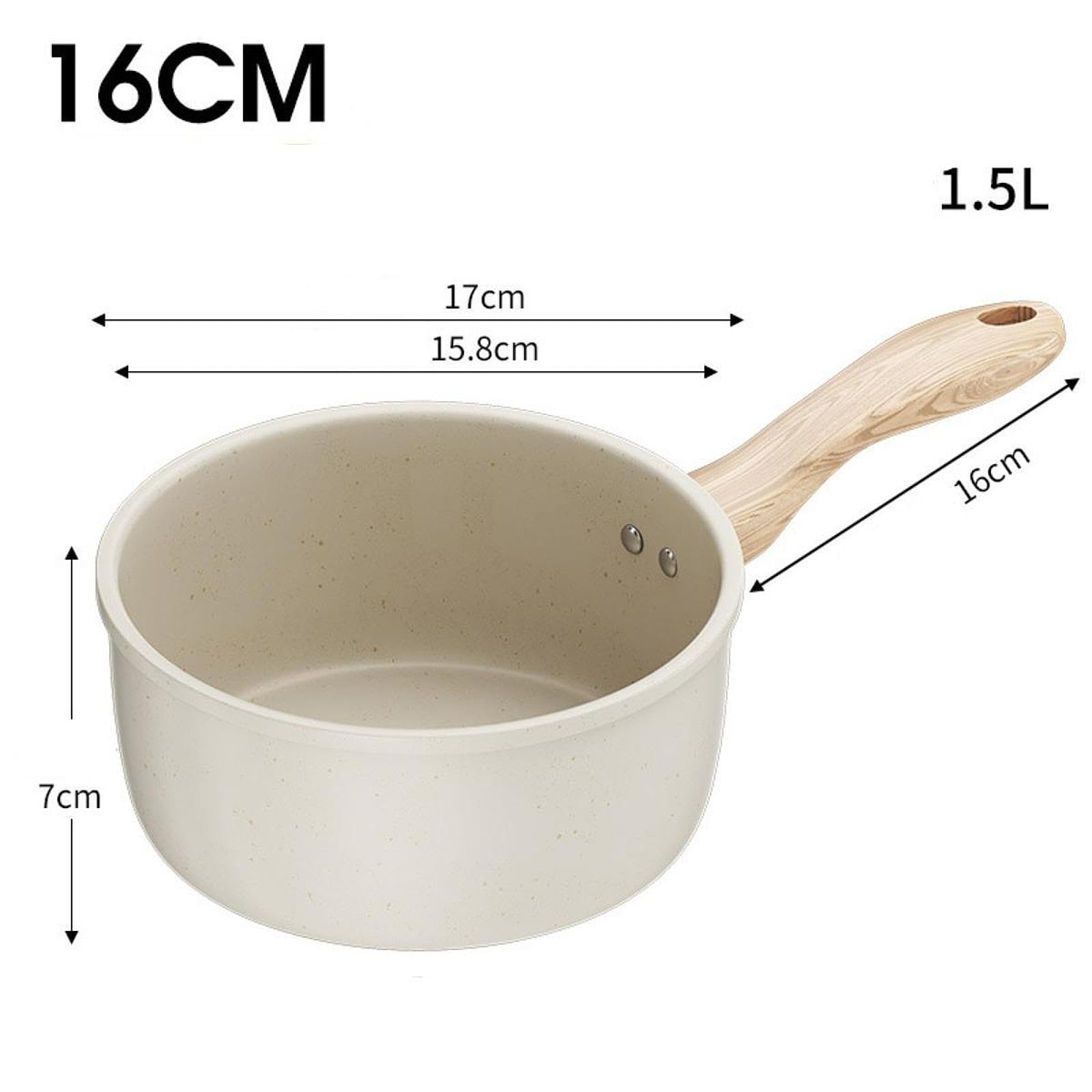 Pentola per Latte, Pentola per con Manico Lungo, Multiuso, Antiaderente, Piccola, Pentola per Zuppa, per Fornelli, Hotel, Induzione, Campeggio, 16 Cm Senza