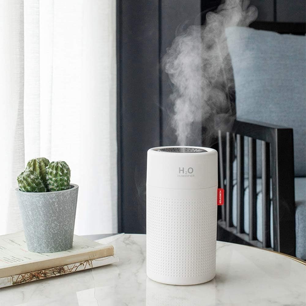 Humidifiers for Car, 750ml Ultrasonic Cool Mist Humidifier Diffuser, Ultra Quiet, Microporous Filters, Top-Refill Evaporator, USB Rechargeable Wireless Ultrasonic Aroma Wa(White