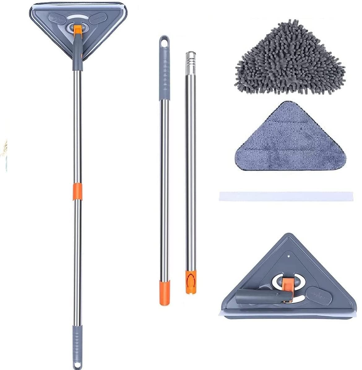 KRLZ Rotatable Triangle Mop with Long Handle Microfiber Flat Floor Mop Rotatable Cleaning Brush Glass Wiper Window Cleaner Floor Cleaning Car Glass Cleaning Scraper Dust Mop Stainless Steel (B0CZ99C44D) Amazon Price History, Amazon Price Tracker