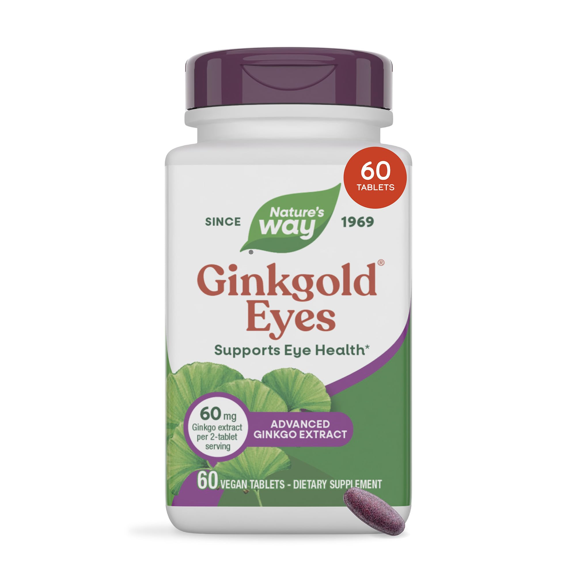 Nature's Way Ginkgold Eyes, Ginkgo Biloba Extract with Bilberry, 60 ct