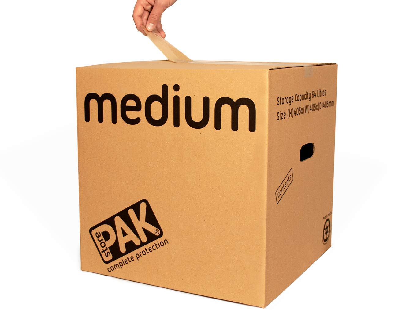 7 StorePAK Strong Boxes with Carry Handles - Suitable for Storage, Shipping, Packing & Moving House (Pack of 7) - 64 Litres - H40.5 x W40.5 x D40.5cm - 100% Recycled & Recyclable - MEDIUM