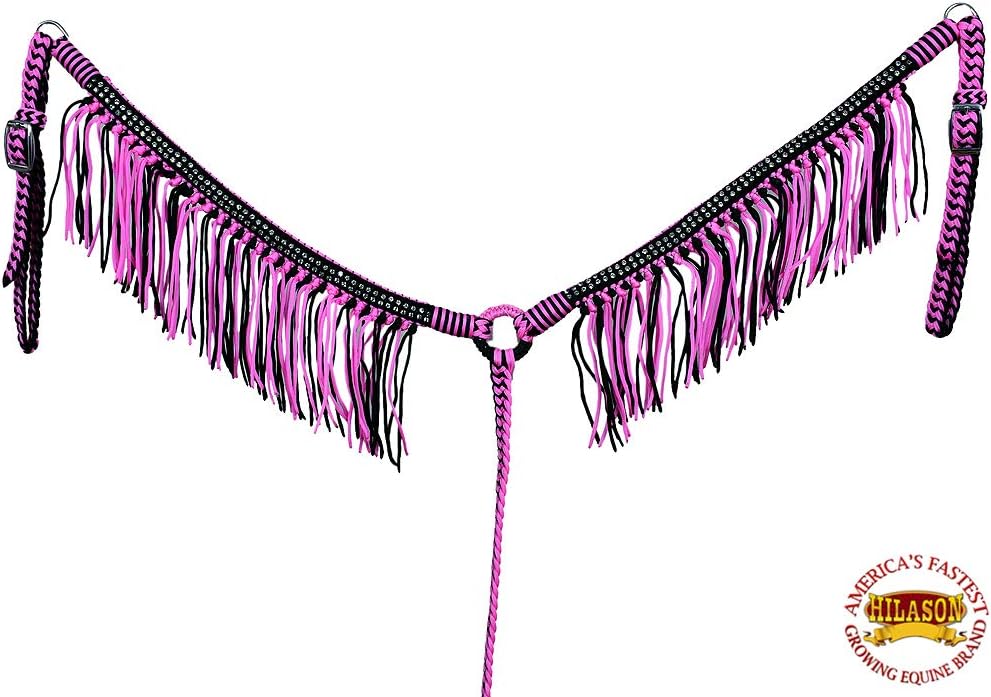 HILASON Horse Flat Braided Paracord Crystal Fringes Breast Collar