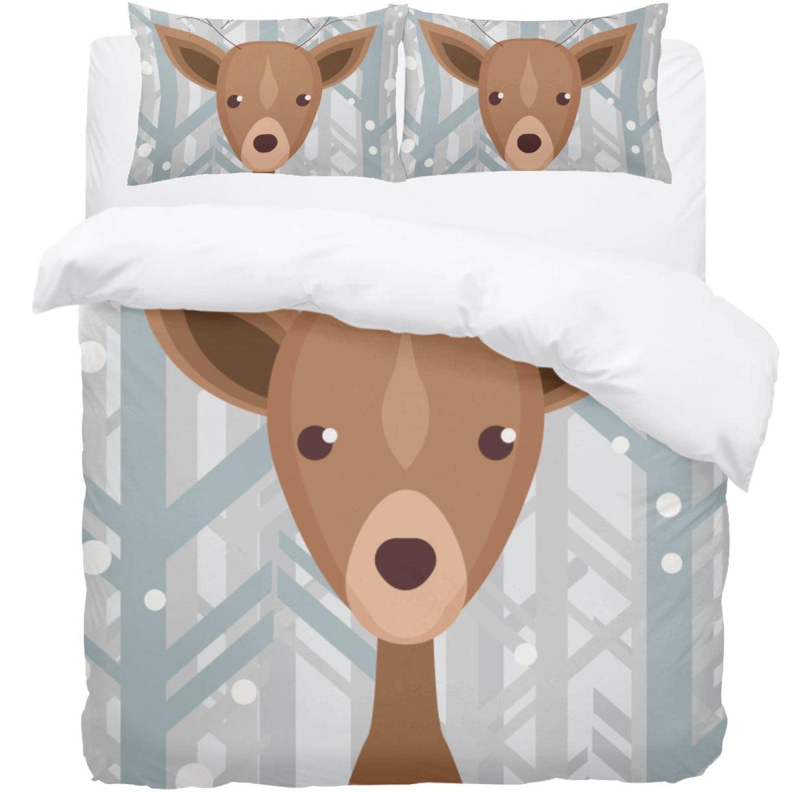 Linge de lit cerf avec housse de couette thermique et taie d'oreiller chaude
