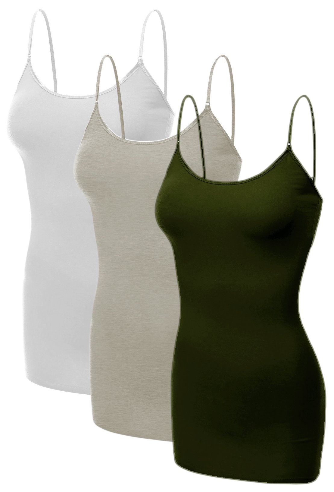 Emmalise Women's Basic Casual Long Camisole Adjustable Strap Cami Layering Top