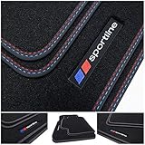 Lieferumfang: Fahrermatte, Beifahrermatte, zwei hinteren Matten. Schwarze Fußmatten, Bandeinfassung, 2x Ziernähte wie abgebildet