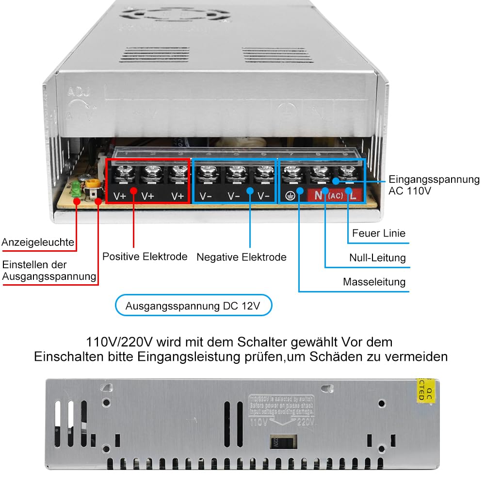 inShareplus 24V Netzteil 16.5A 400W, DC Universal geregeltes Schaltnetzteil, Trafo 230V auf 24V LED-Treiber, Konverter, Transformator für LED-Streifenlicht, CCTV, Computerprojekt, 3D Drucker