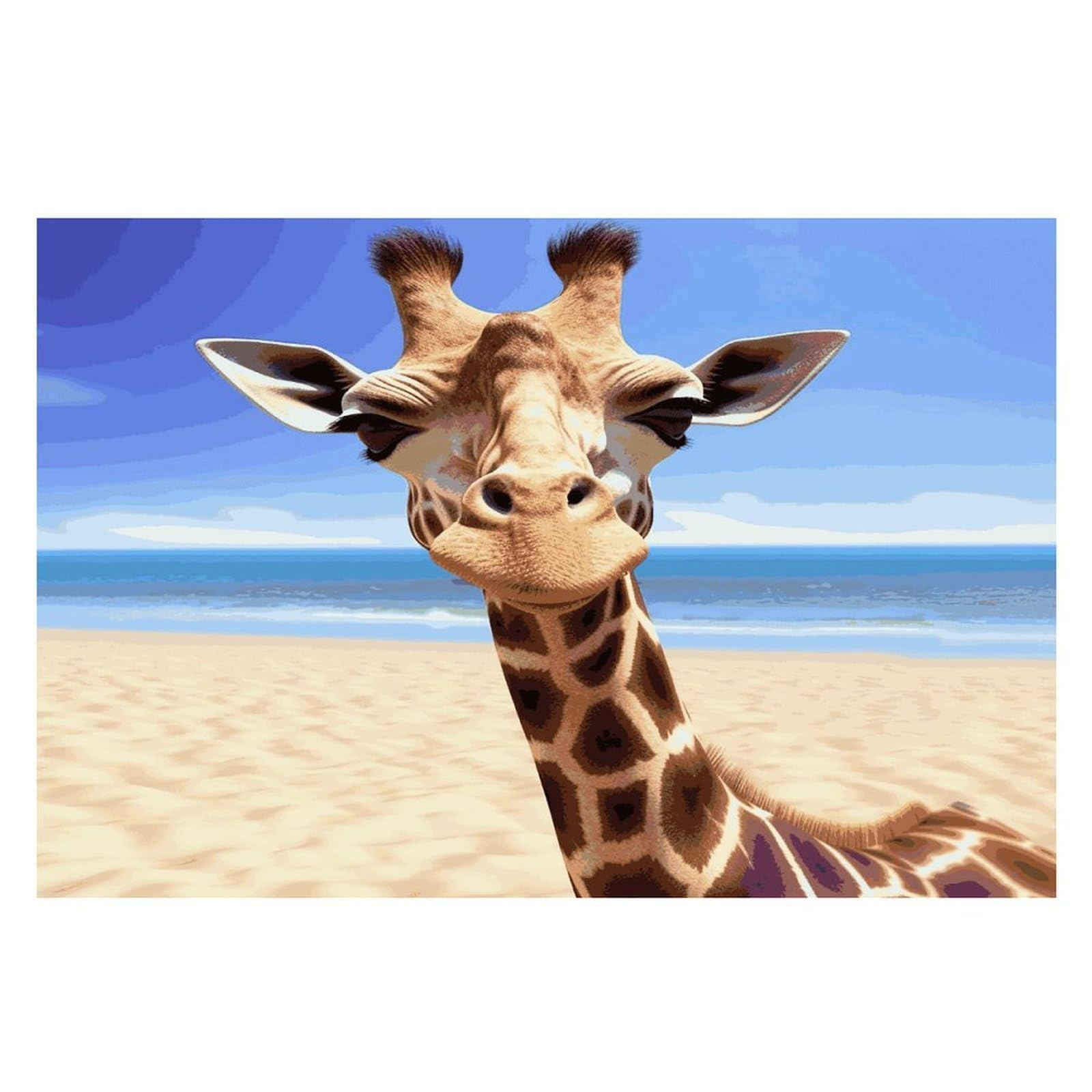 Beach Giraffe Placemats Wipeable Heat Resistant Table Mats Washable Flax Place Mats Elegant Cloth Non-Slip Placemat for Kitchen Dinning Party Table Decor 12 * 18 in
