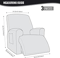 Vista 7 de KinCam Fundas para Reclinables, Fundas Elásticas para Sillas Reclinables, Fundas para Sofá Reclinable con Rayas Jacquard, Fundas Protectoras de Negro