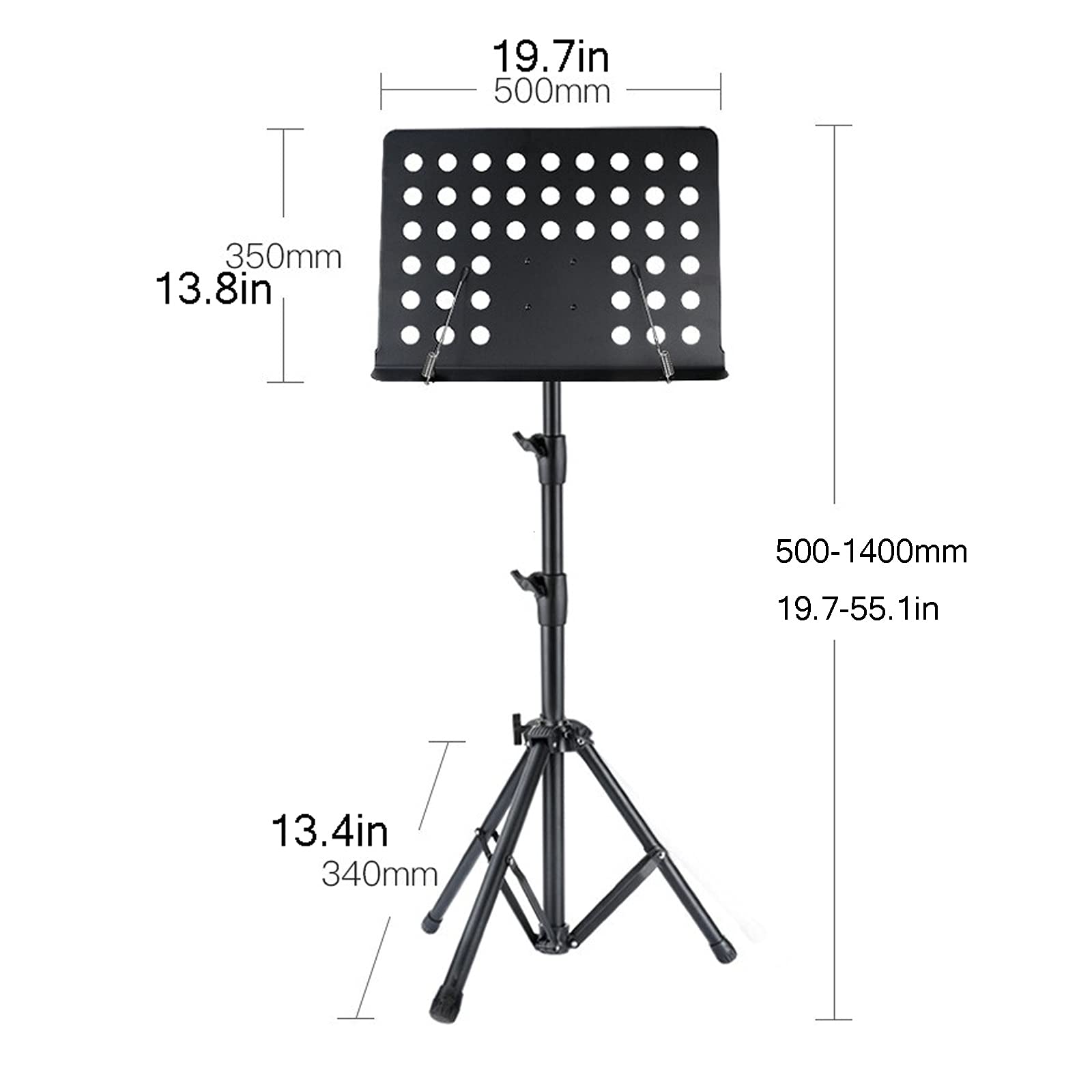 Atriles de música Atril de partituras Plegable, Atril portátil Ajustable para guitarristas, violinistas, trípode de Metal, Soporte de Clip de música para Instrumentos Musicales (Negro)
