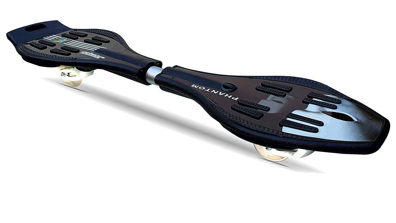 Jaspo (34 Inchx9 Inch) Waveboard/Casterboard/Balancing Board/Cruiser Skateboard With 80Mm Illuminating Pu Wheels. (Black) - Polypropylene