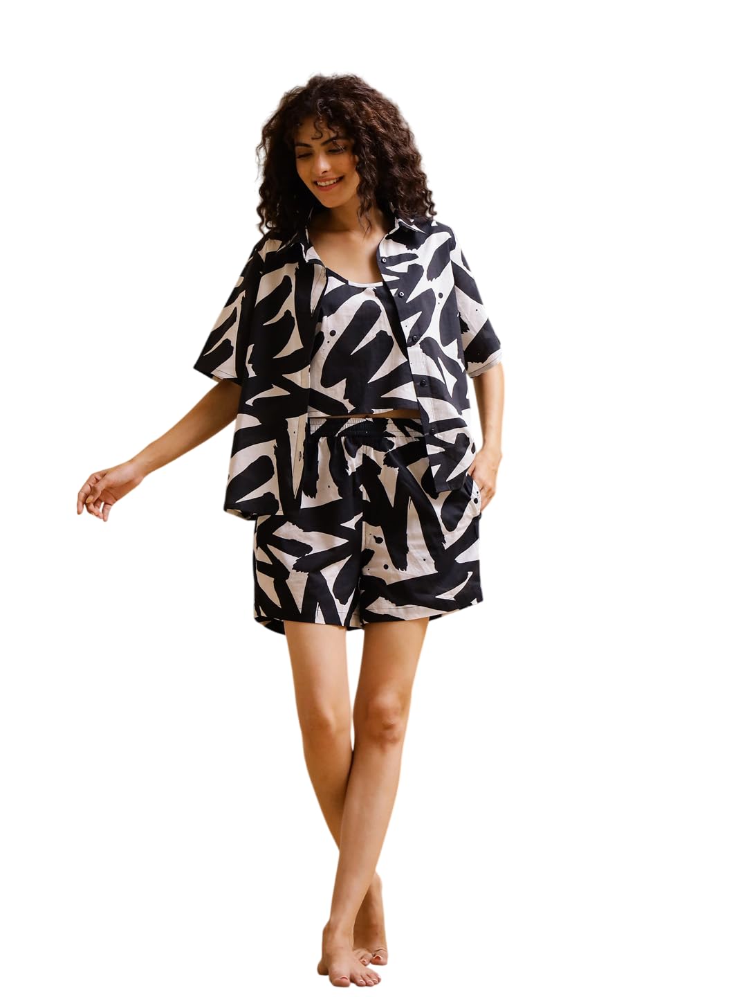 Women's Premium 100% Cotton Printed Night Suit Set | Short Sleeve Top & Shorts Night Suit Set | Ultra Soft Breathable Sleepwear | Comfortable Loungewear & Stylish Nightwear for Women-image-16