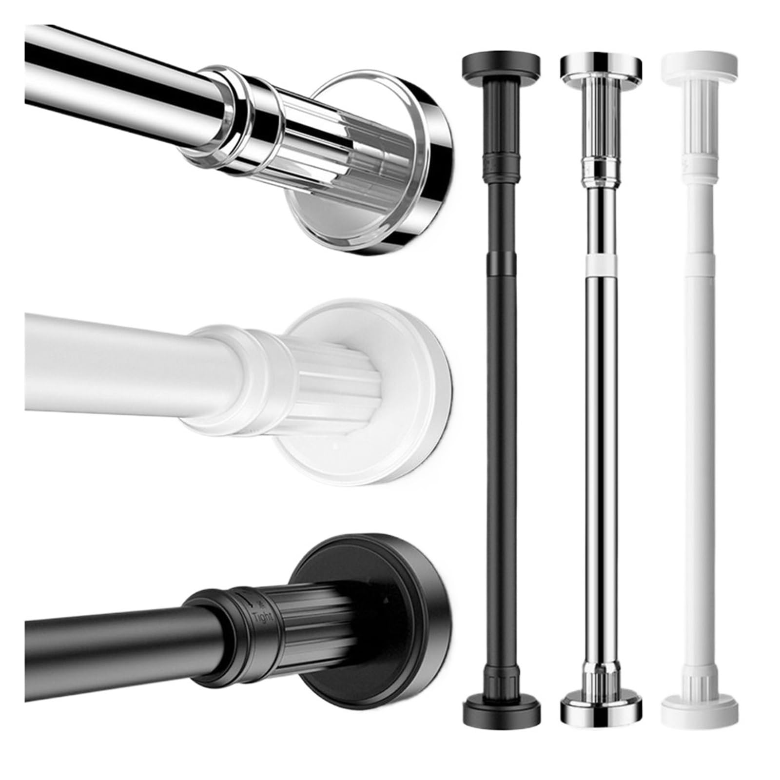 Adjustable Stainless Steel Clothes Drying Rack No-Drill Telescopic Pole Curtain Rod for Wardrobe and Cloakroom(Silver-50-80cm)