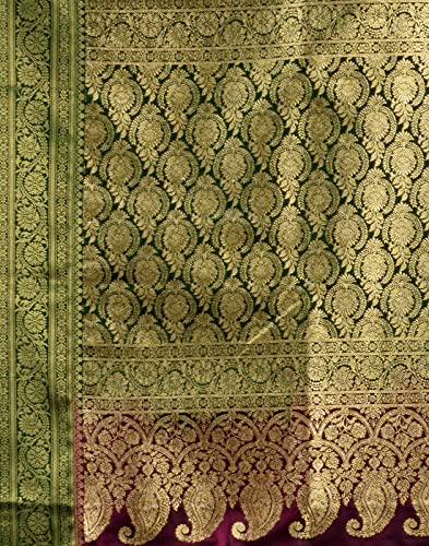 HOUSE OF BEGUM Banarasi Handloom Satin Silk Saree With Embroidery Work with Blouse Piece-STMB-Saree - Image 7