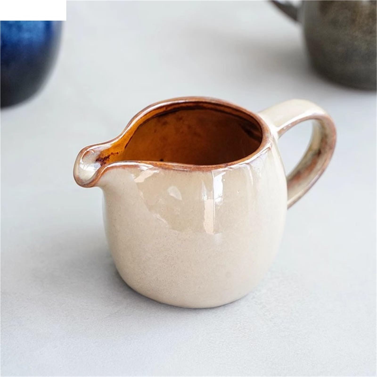 Ensemble de 2 pièces en céramique avec poignée : Pot à Lait, saucière, Tasse à Eau, pichet, crémier, Pot à café, Pot à Sucre, Sauce, etc. Idéal pour la Cuisine et Les Plats à Condiments.