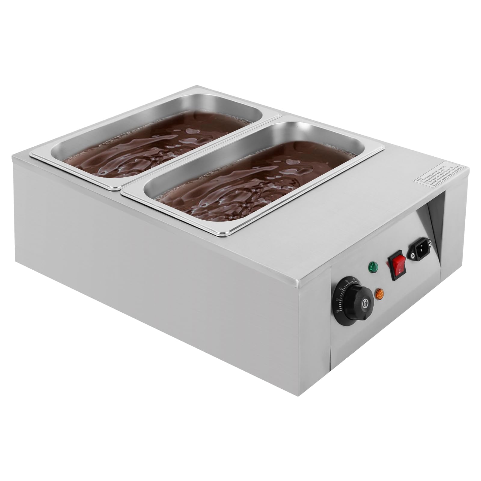 Dual-Cylinder Chocolate Melting Machine, Adjustable Temperature Chocolate Melting Pot, Professional Chocolate Melting Machine with Lid, Chocolate Melter for Restaurants, Bakeries, Coffee Shops