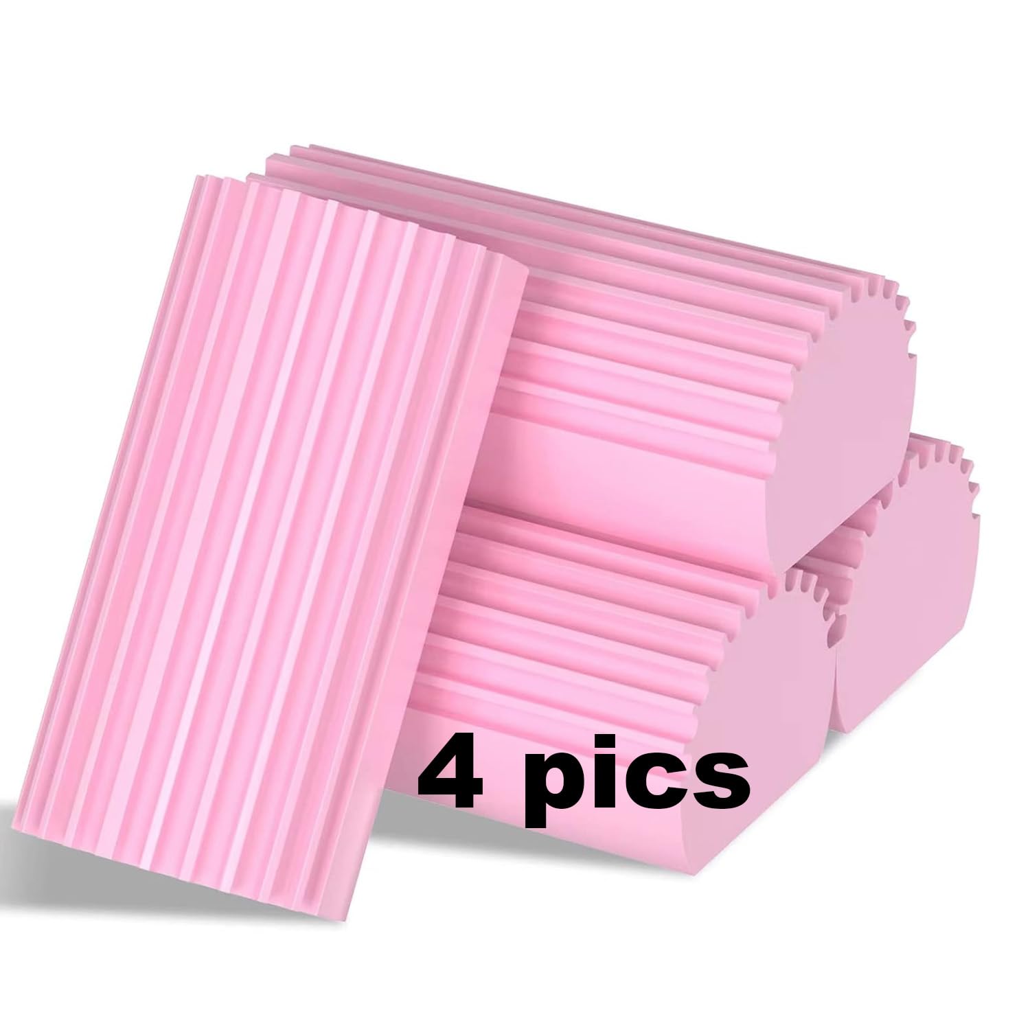 Damp Duster, 4 Pack Magic Damp Duster Sponge Eraser for Household Cleaning, Reusable Dusters Cleaning Supplies for Housekeeping (Pink)