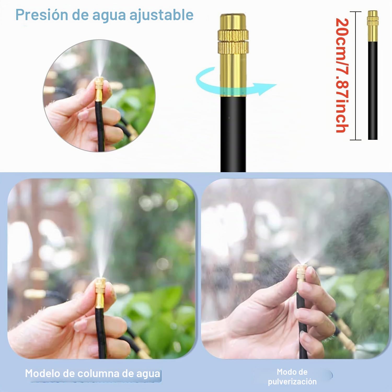 12 Piezas Boquilla pulverizadora de Riego,20cm Boquillas de Nebulización Ajustables,12 Piezas Conectores Tipo T 8mm a 12 Piezas Tapón de Estrangulación paraJardín riego,invernadero