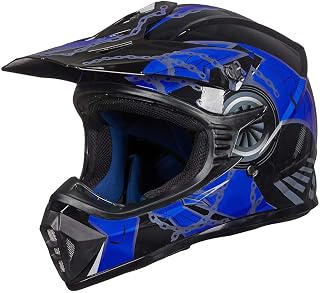 Adult Dirt Bike Helmets Motocross ATV Dirtbike BMX MX Offroad Full Face Motorcycle Helmet, DOT Approved Model 128S (Blue Black, Adult-Medium)