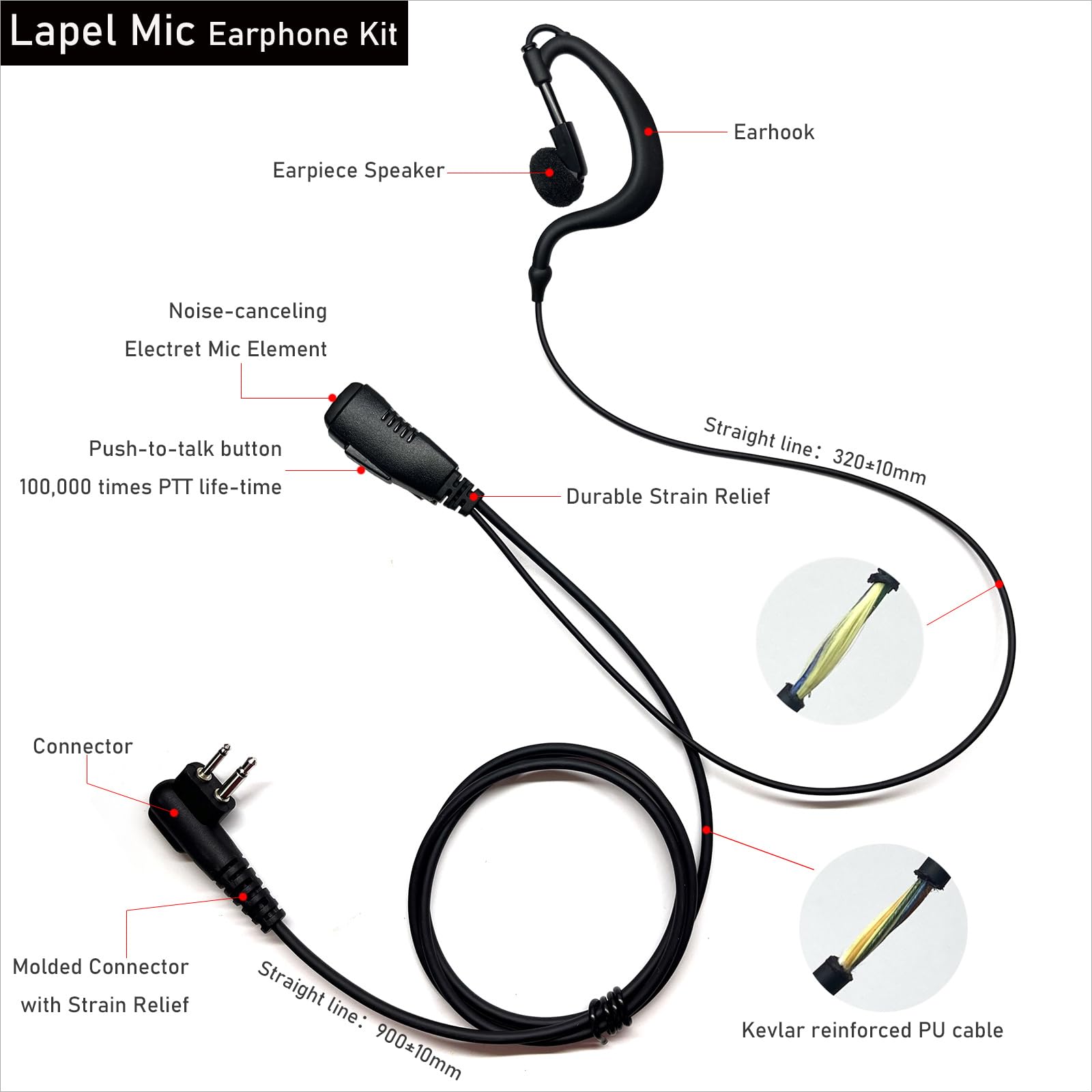 G-Form Ohrbügel Headset 2er-Set – Dual-Pin Für Motorola Funkgeräte (DTR, CLS, DLR Serie)