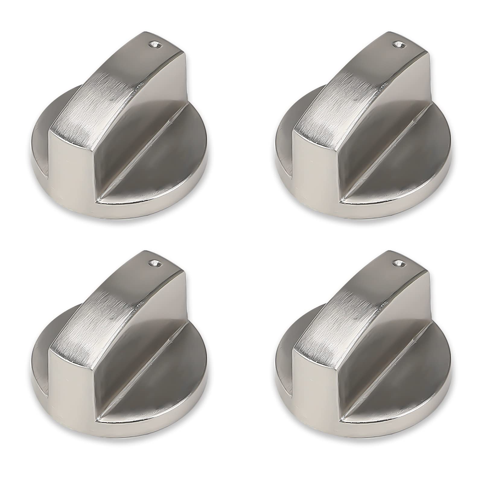 4 Pcs Gas Hob Knobs Silver Cooker Hob Knobs, Metal Universal 6mm Stove Cooker Control Switch Knob Switch Dial for Kitchen Models Silver Adaptors Oven Cooking Surface Gas Stove Oven Cooktop Buttons