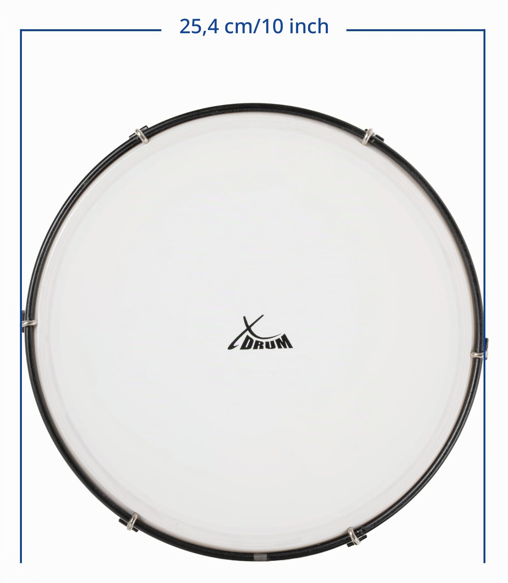 XDrum HTM-10K Tambourin 10" avec Peau Synthétique, Diamètre: 10" (25 | 4 cm), Peau en polyester robuste, Cadre en érable, 6 crochets de tension pour accorder le tambourin, Poignée ergonomique