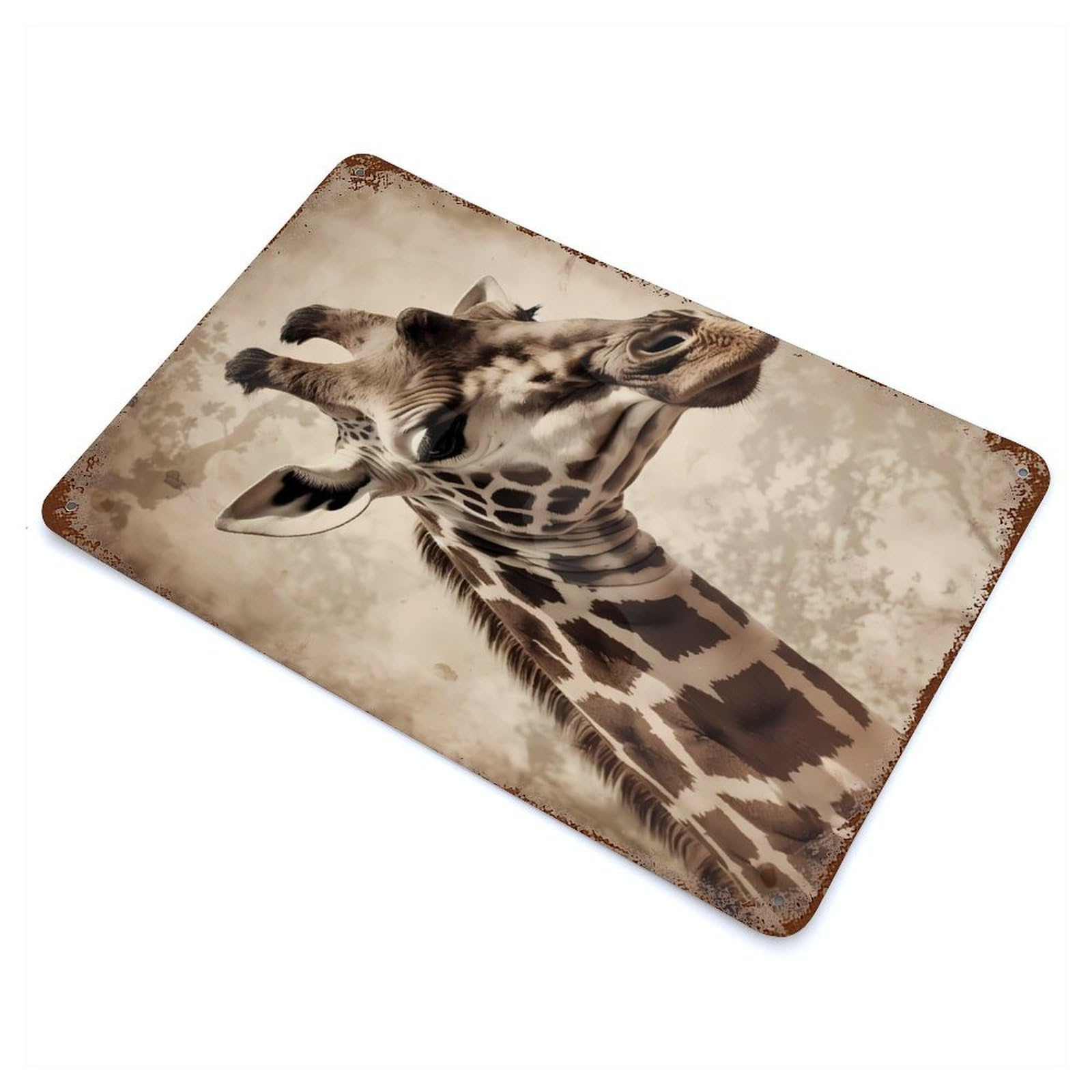 Vintage Metal Tin Sign Giraffe Vintage 11.8"x7.9", Industrial Home Decor for Farmhouse, Kitchen And Entryway Decor