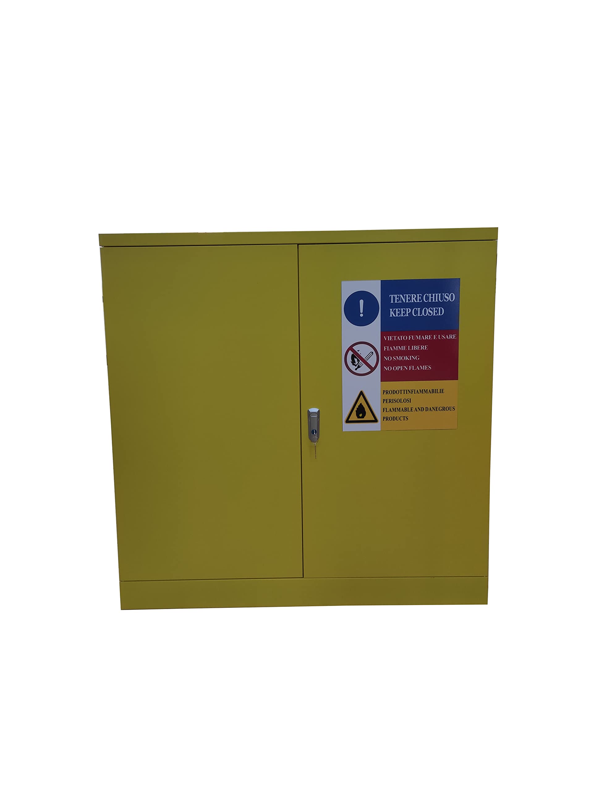 Armadio per Solventi ed Infiammabili con Ripiani a Vasche 100x55x100 cm in Lamiera Verniciata Giallo RAL 1004