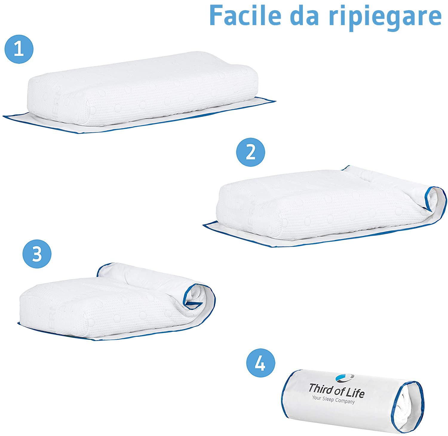 Cuscino sagomato in Memory Foam | Posizione supina, sul fianco e semifetale | Guanciale ortopedico traspirante, antiacaro, termoregolatore | Federa 40x80cm I regolabile in altezza (8+2cm)