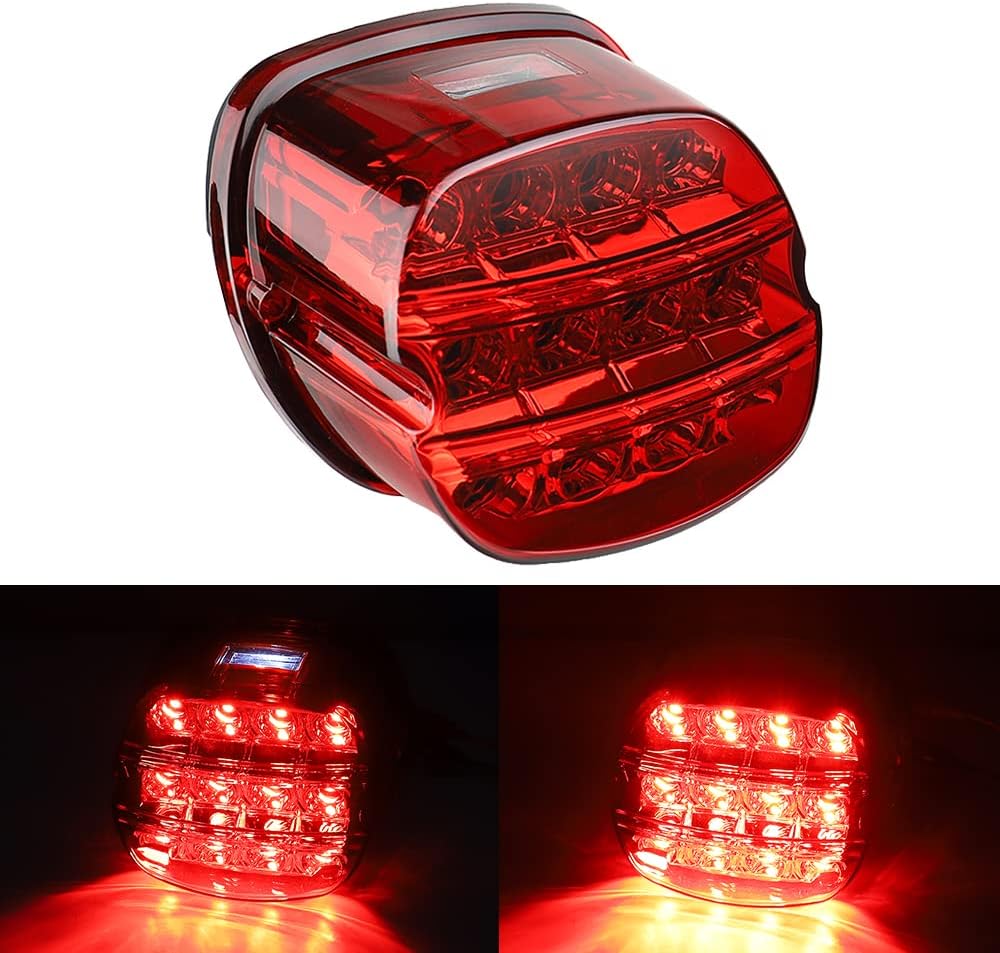 Red Dyna Led Tail light compatible with road king Classic/ultra/Fatboy,FLSTFB/Heritage Softail Classic/Wide Glide/2008 road glide/Electra Glide(not fit 1999 Heritage)