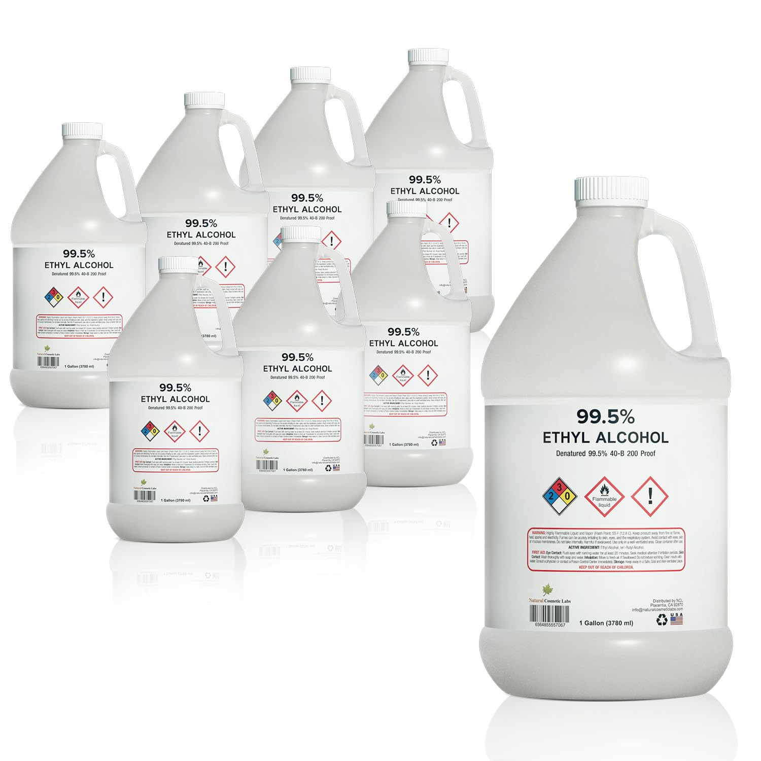 Ethyl Alcohol 99.5% Proof Alcohol by Natural Cosmetic Labs | Made in The USA | Pack of 8