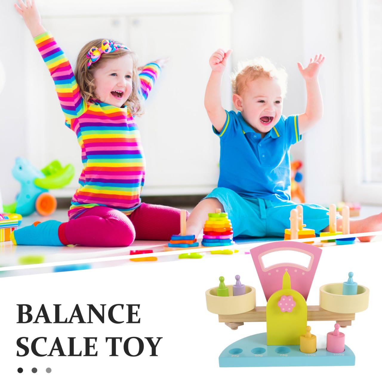 VANZACK Wooden Balance Scale Toy Adjustable Counting Cognitive Learning Aid for Children Educational Math Teaching and Montessori Hands-on Play - Image 3