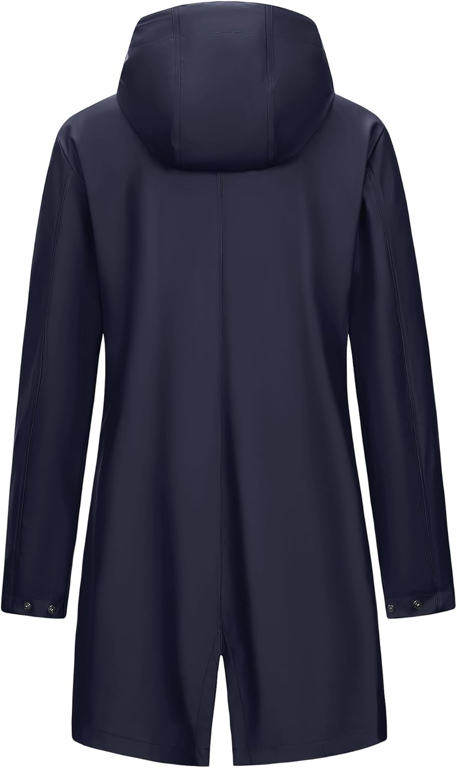 Outdoor Ventures Women's Waterproof Long Rain Jackets Lightweight Rain Coats with Hood Trench Coats PU Windbreaker - Image 3