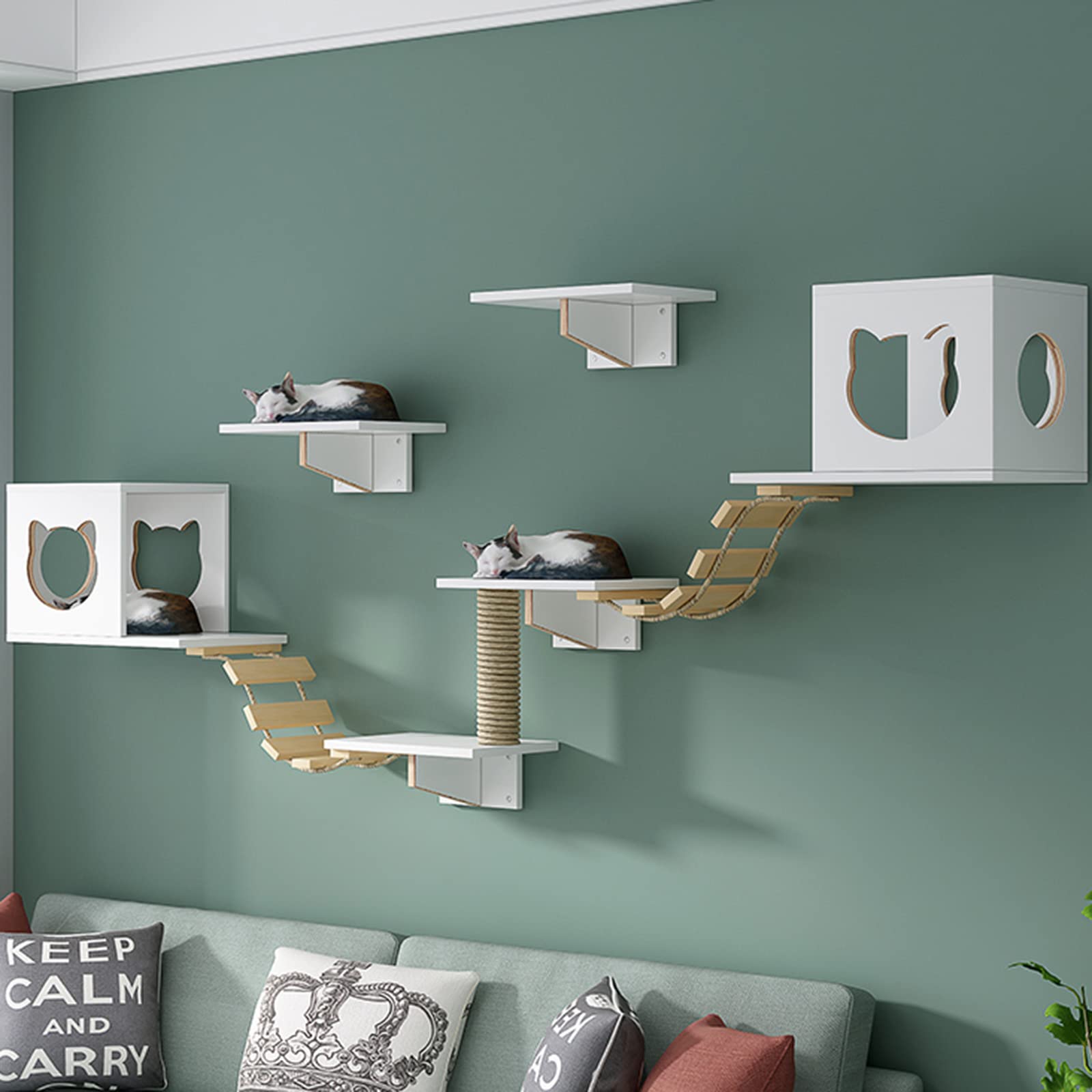Mobilier mural pour chat design en bois noble et massif