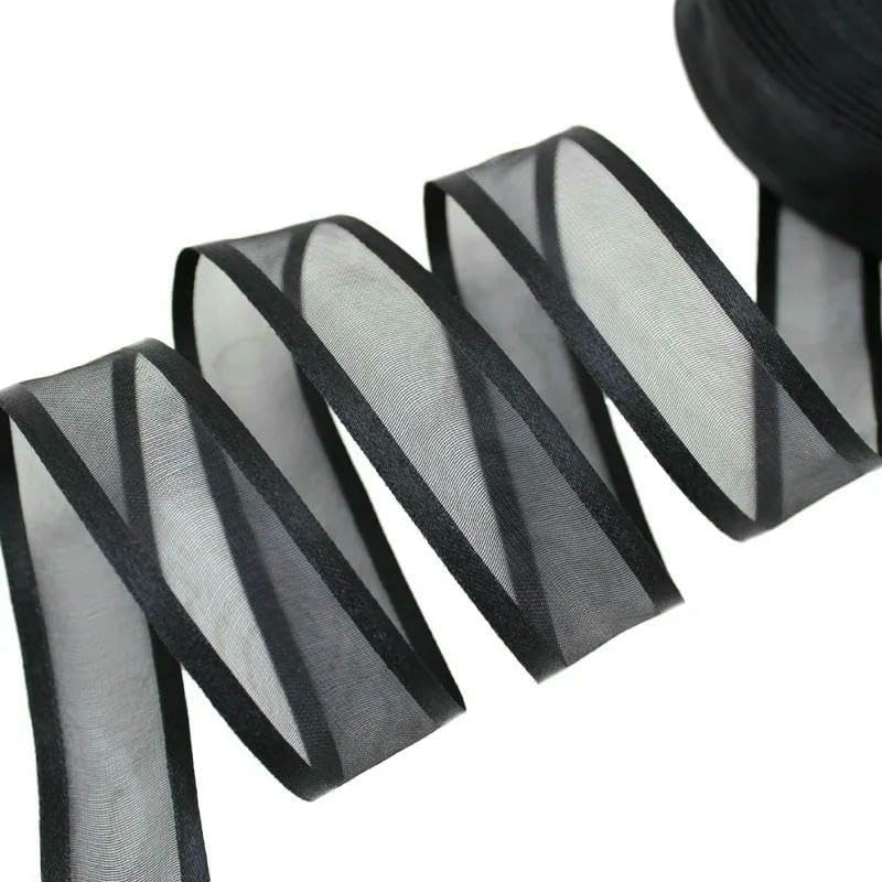 Band, Ballonband, 20mm Organzaband Mehrfarbig(Black)