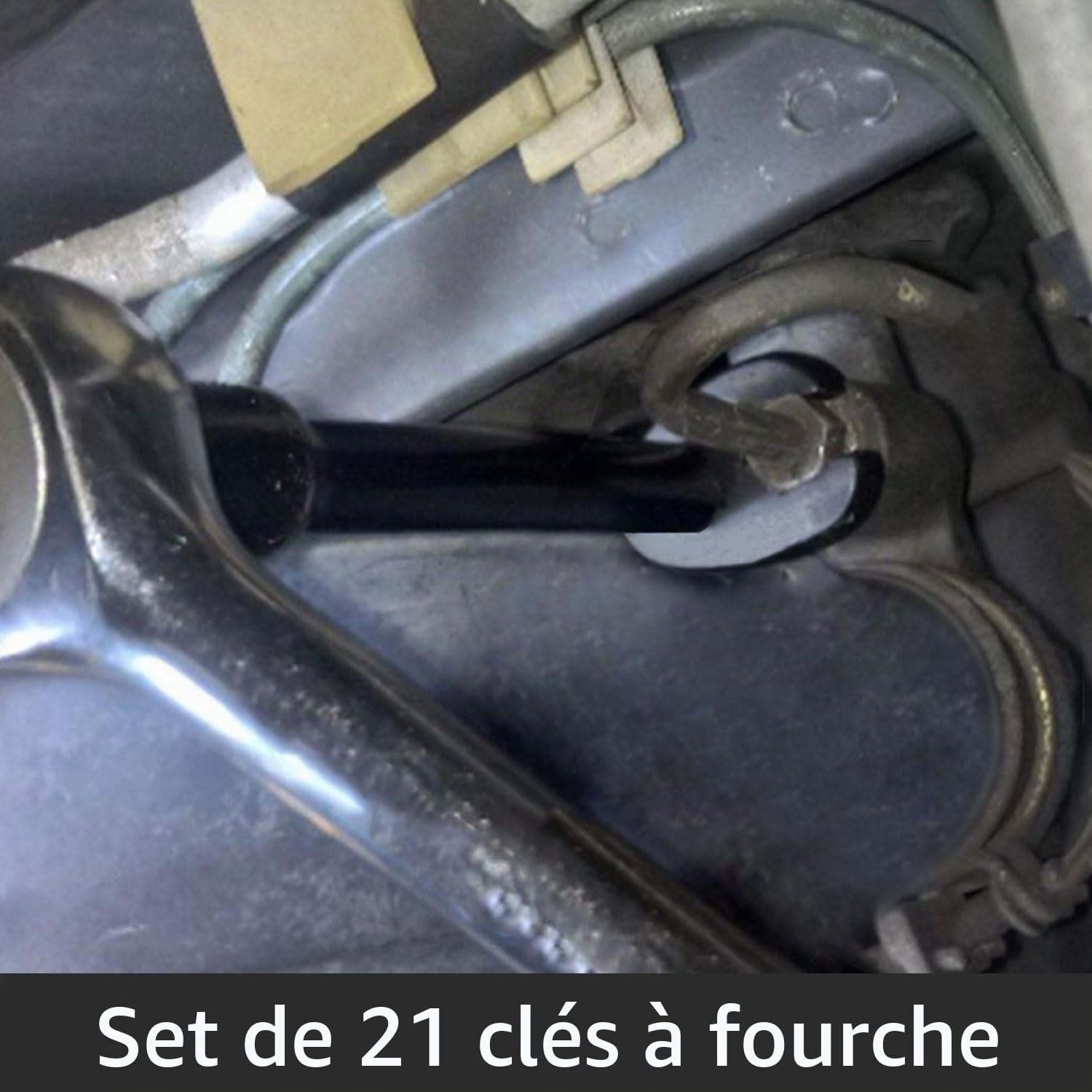 DPTOOL Jeu de 21 clés à pied d'oie 1/2" et 3/8" - Lot de clés métriques 8-32 mm à 6 points pour enlever les écrous des zones difficiles d'accès