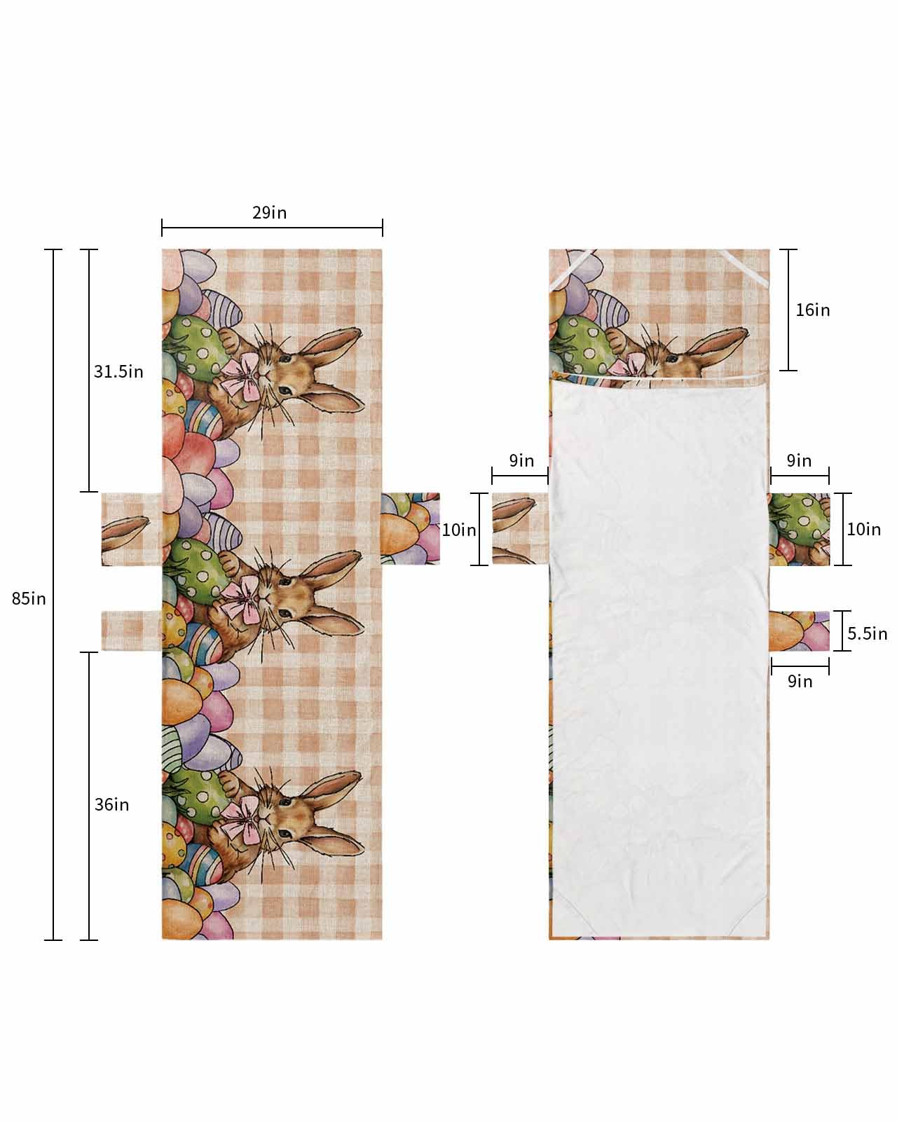 Easter Bunny Beach Lounge Chair Towel Cover, Soft Chaise Lounge Towel with Side Pockets Patio Pool Chairs Cover for Beach/Pool Sunbathing 29x85 Spring Colorful Eggs Brown Plaid