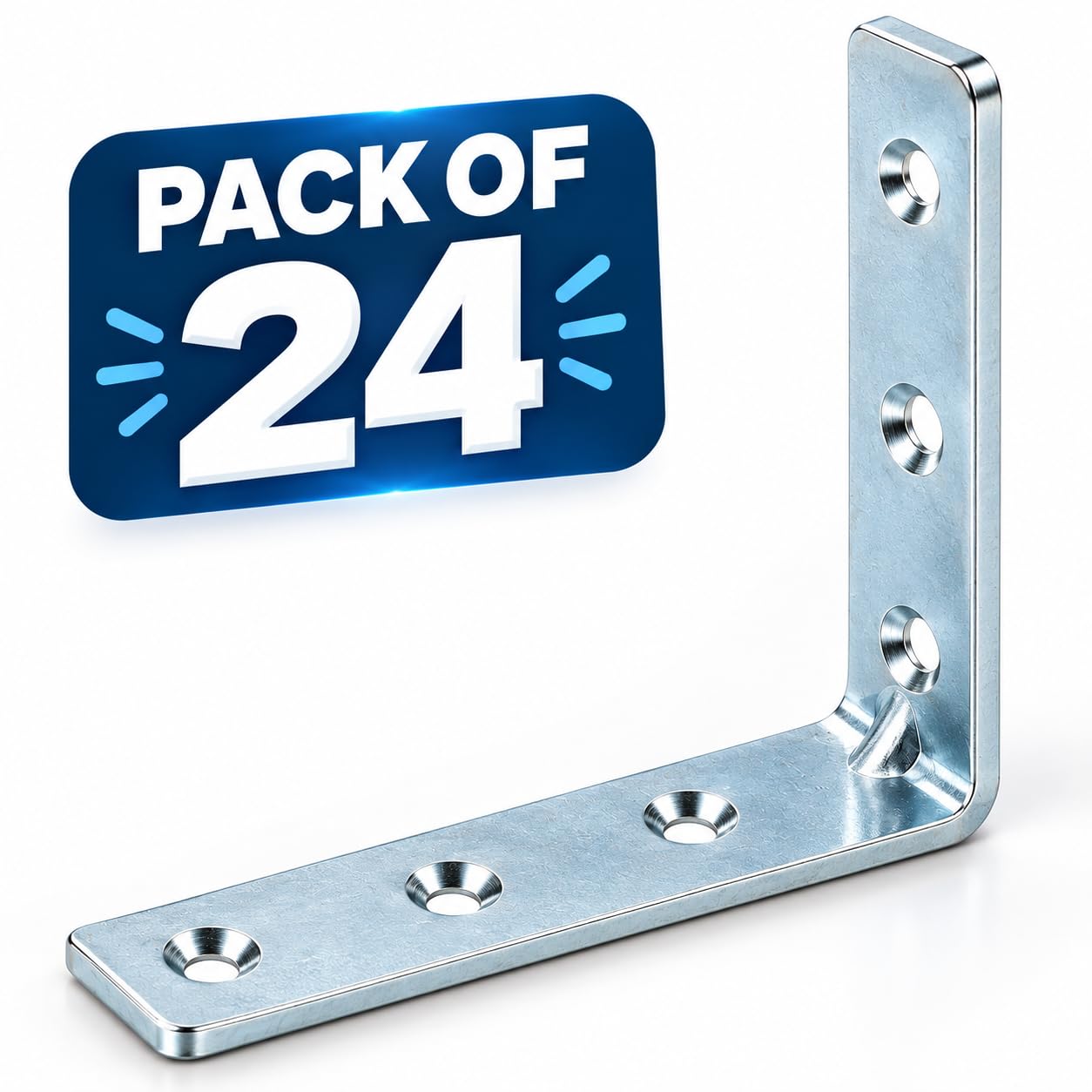 IMPEX Angle Bracket for Reinforcing Chairs and Tables | Pack of 24 |Shelf Bracket |Zinc Plated L Shape Bracket | Solid Shelf Support Joint Right Corner Brace (25 X 25 MM) — Amazon image 5