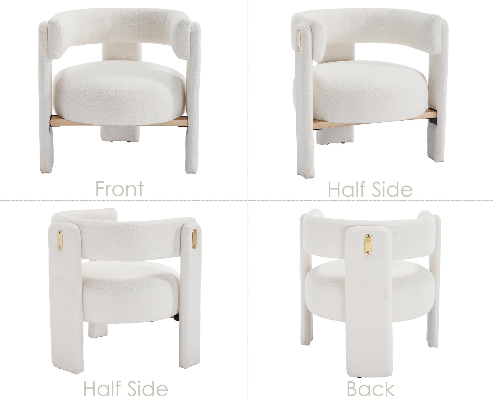 Ya-Home Poltrona Imbottita Sedia da Salotto in Tessuto Poltroncine Salotti con Gambe in Legno Poltroncina Moderna per Camera da Letto/Soggiorno/Caffè, Bianco