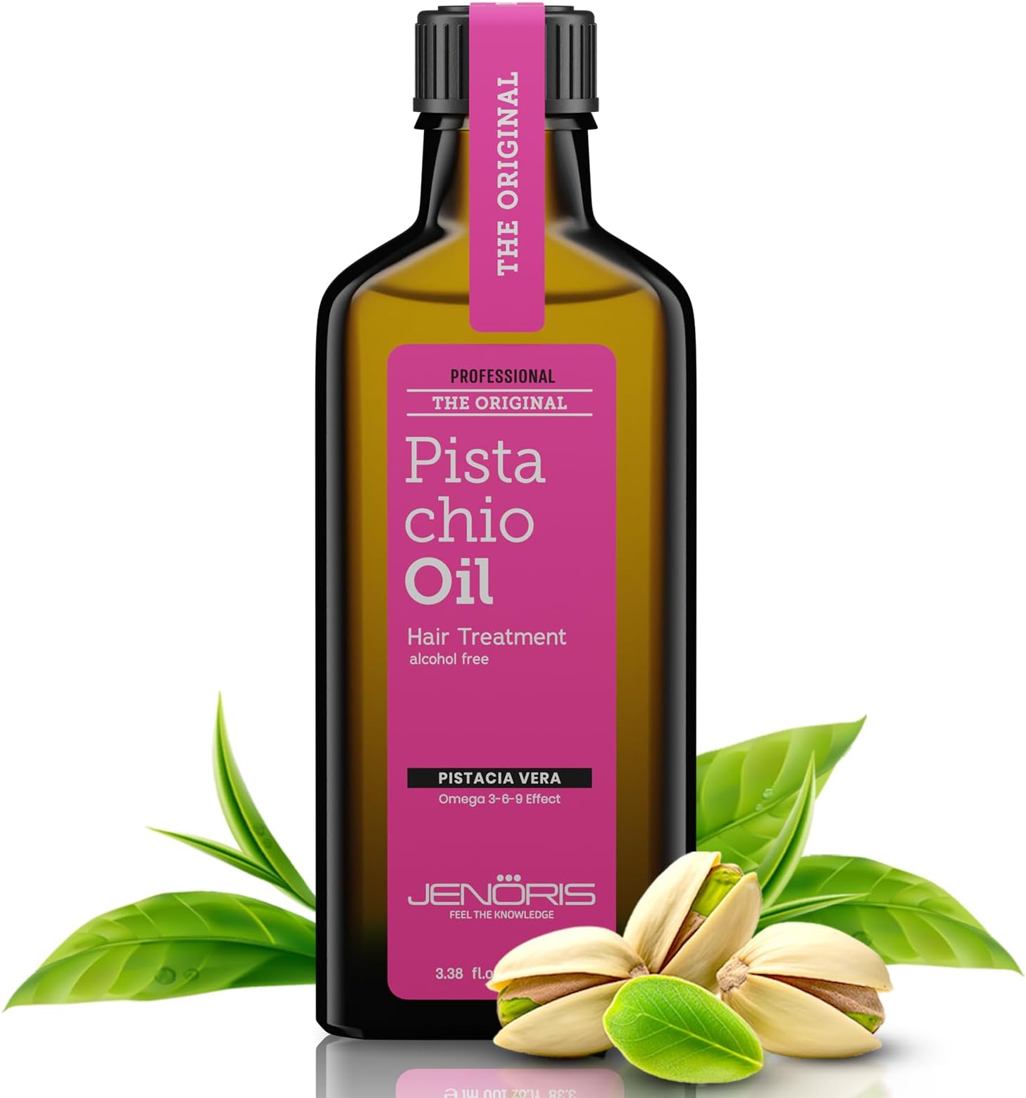 Pistachio Oil Hair Serum for Frizzy and Damaged Hair, Lightweight Hair Oil for Dry Hair with Omega 3-6-9 Complex, Anti-Frizz Hair Serum for Shine, Hydration & Split-End Treatment, 3.38 fl.oz