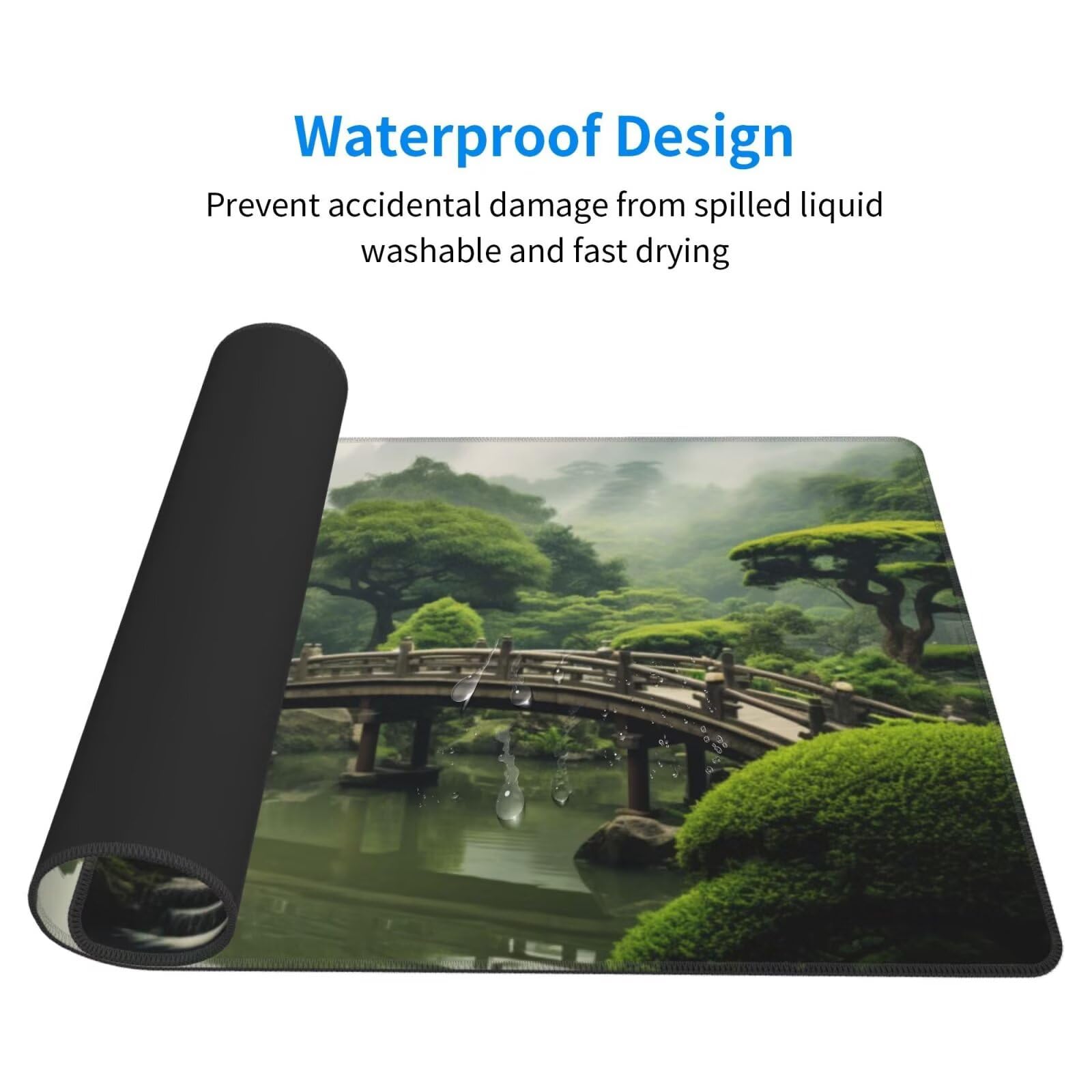 Gaming Mauspad XXL 900x600x3mm Mousepad Verlängertes Groß Mauspad Schreibtischauflage,Genähte Kanten rutschfeste Gummibasis,Verbessert Präzision Geschwindigkeit Office Chinesische Architektur L-3156