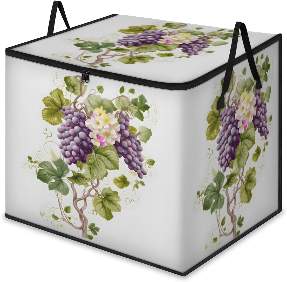 Honeybaby 214L Extra Large Comforter Storage Bag Summer Pineapple Fruit Storage Totes with Lids Waterproof Closet Organizer Folding Blanket Storage Bags for Clothes Bedding Pillows