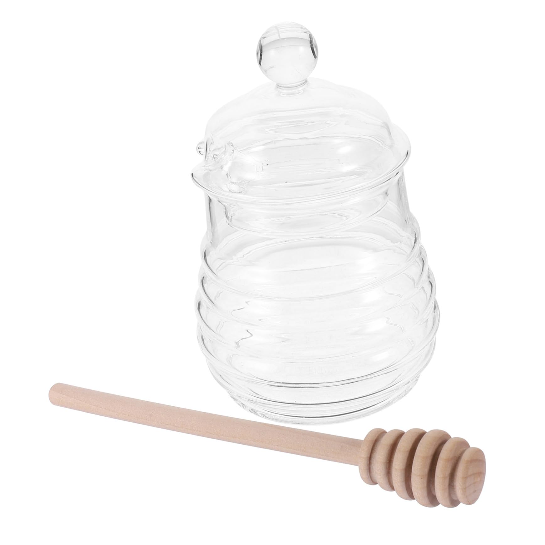 MAGICLULU 1 Set Glass Honey Storage Jar with Dipper Lidded Honey Dispenser Easy to Clean for Home and present Giving